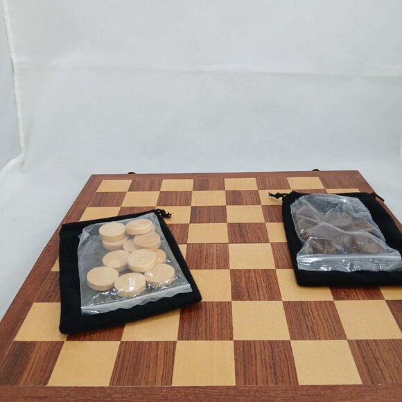 Classic Wooden Checkers with Inlaid Rosewood / Basswood Veneer Board - Picture 4 of 7